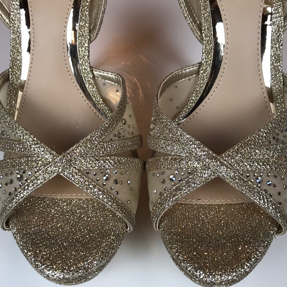 GB GIANNI BINI 8.5M GLITTERY GOLD PLATFORM HEELS - Picture 3 of 8